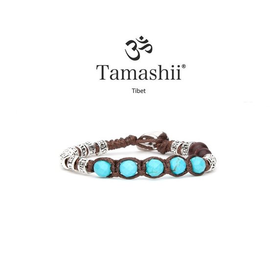 Bracciale Tamashii 5 Tibetani in Argento Turchese BHS924-S4-7 - BHS924-S4-7